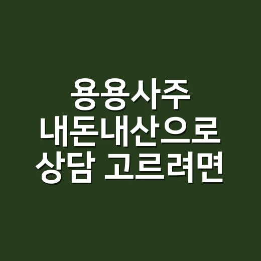 용용사주 내돈내산으로 상담 고르려면 이렇게 계산하세요 - 요약