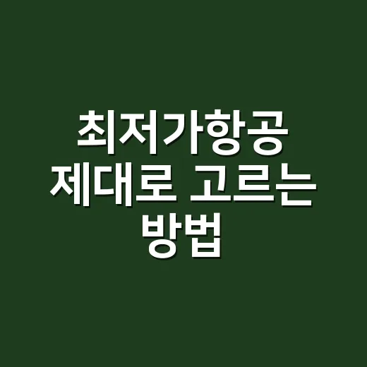 최저가항공 제대로 고르는 방법, 항공권 가격만 보고 누르면 손해입니다 - 요약