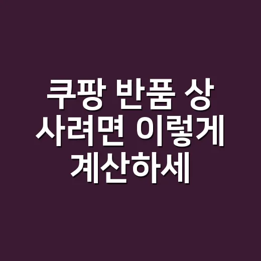 쿠팡 반품 상 사려면 이렇게 계산하세요 - 요약
