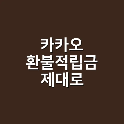 카카오 환불적립금 제대로 확인하고 현금 환불까지 계산하는 방법 - 요약