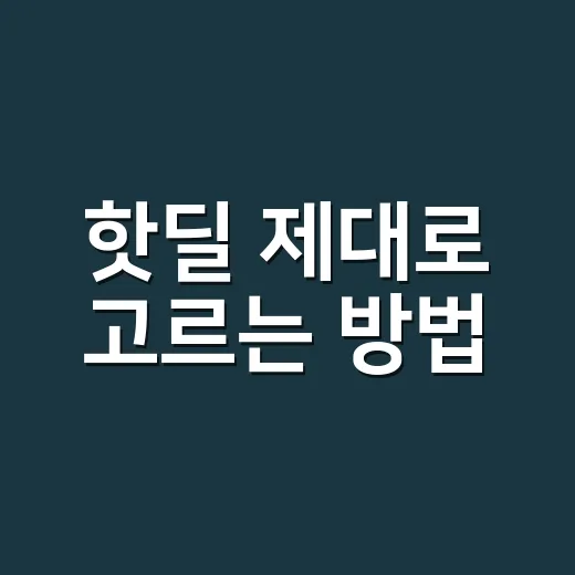 핫딜 제대로 고르는 방법, 최저가보다 먼저 볼 것들 - 요약
