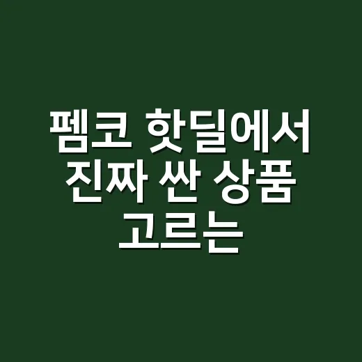 펨코 핫딜에서 진짜 싼 상품 고르는 방법 - 요약