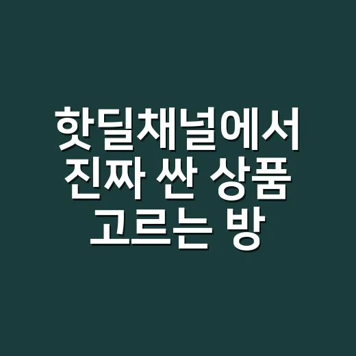 핫딜채널에서 진짜 싼 상품 고르는 방법 - 요약