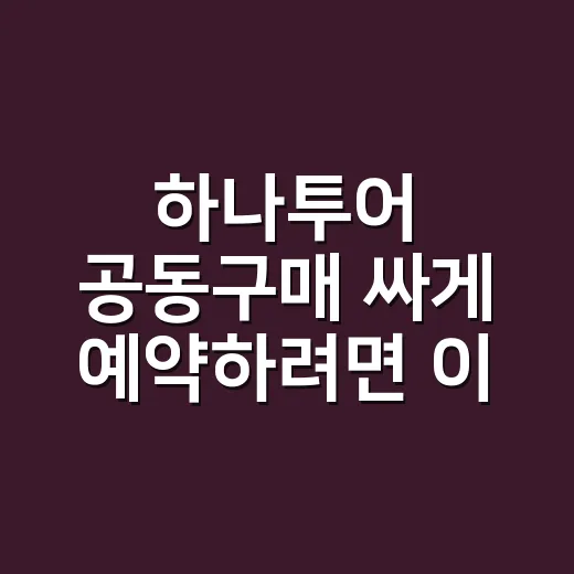 하나투어 공동구매 싸게 예약하려면 이렇게 계산하세요 - 요약