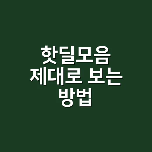 핫딜모음 제대로 보는 방법, 최저가보다 먼저 계산할 것들 - 요약