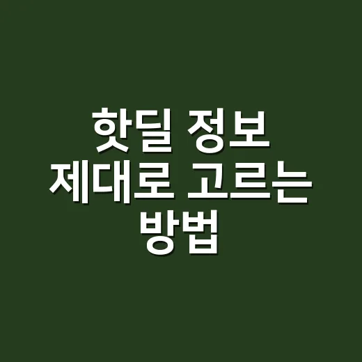 핫딜 정보 제대로 고르는 방법, 최저가보다 먼저 볼 것들 - 요약