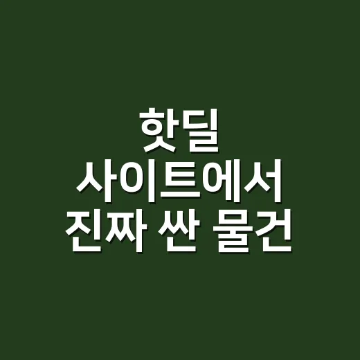 핫딜 사이트에서 진짜 싼 물건 고르는 방법 - 요약