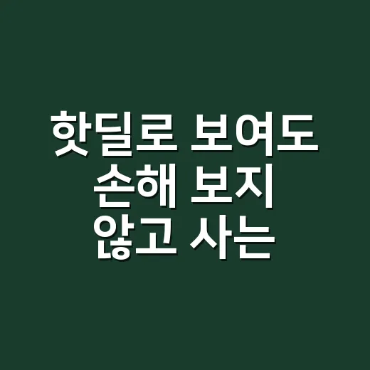 핫딜로 보여도 손해 보지 않고 사는 방법 - 요약