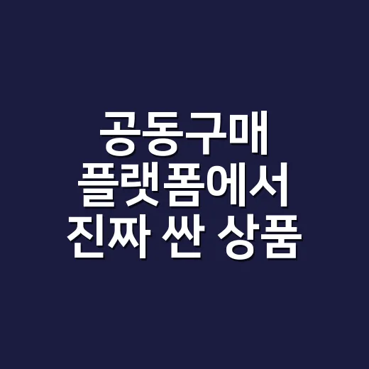 공동구매 플랫폼에서 진짜 싼 상품 고르는 방법 - 요약