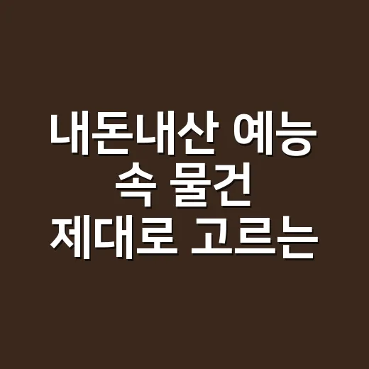 내돈내산 예능 속 물건 제대로 고르는 방법 - 요약