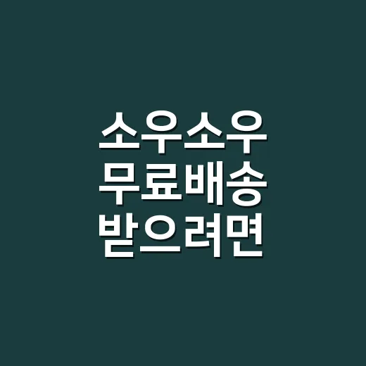 소우소우 무료배송 받으려면 결제금액을 이렇게 보세요 - 요약