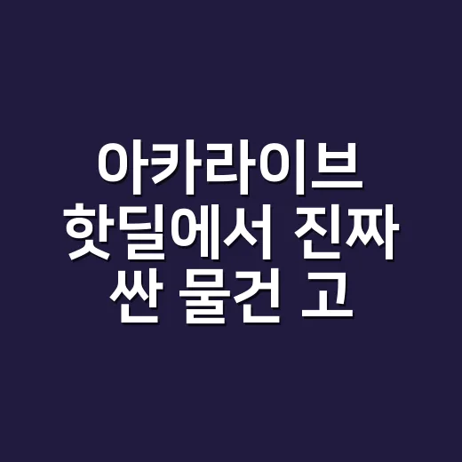 아카라이브 핫딜에서 진짜 싼 물건 고르는 방법 - 요약