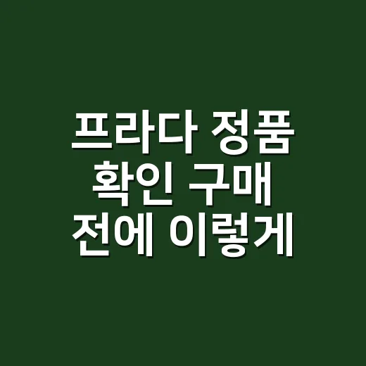프라다 정품 확인 구매 전에 이렇게 하세요 - 요약