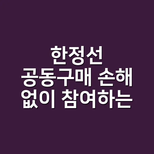 한정선 공동구매 손해 없이 참여하는 방법 - 요약