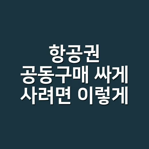 항공권 공동구매 싸게 사려면 이렇게 비교하세요 - 요약