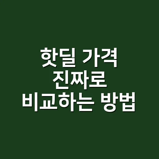 핫딜 가격 진짜로 비교하는 방법 - 요약