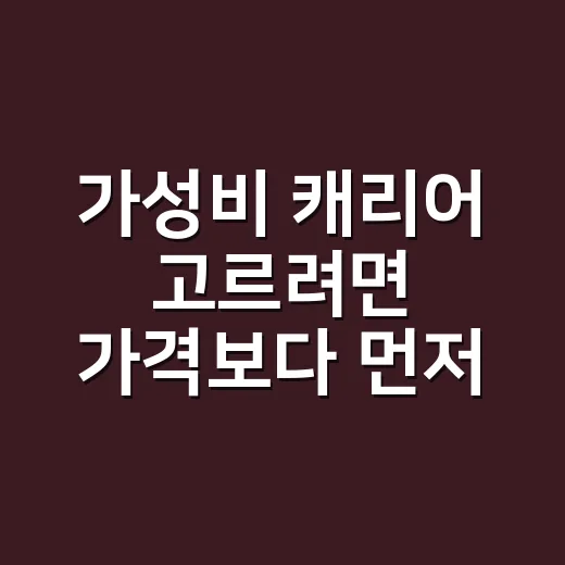 가성비 캐리어 고르려면 가격보다 먼저 볼 것 - 요약
