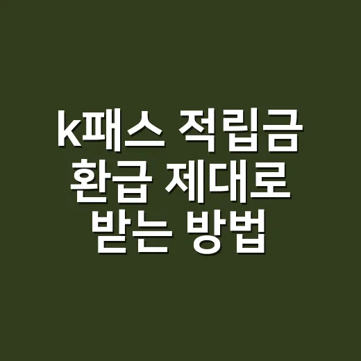 k패스 적립금 환급 제대로 받는 방법 - 요약