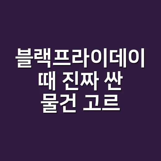 블랙프라이데이 때 진짜 싼 물건 고르는 방법 - 요약