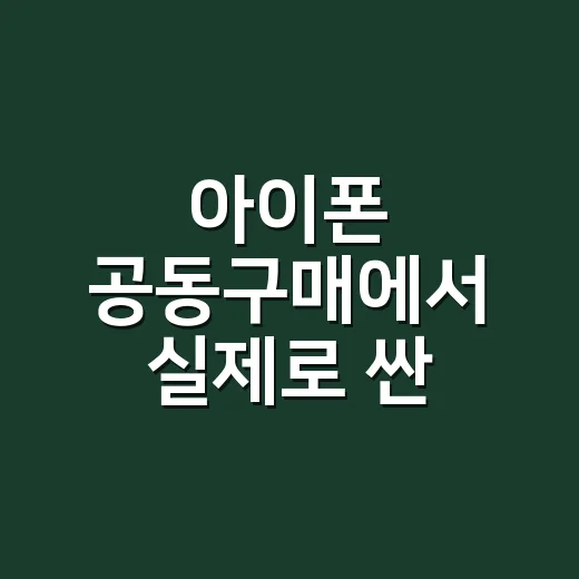 아이폰 공동구매에서 실제로 싼 조건 고르는 방법 - 요약