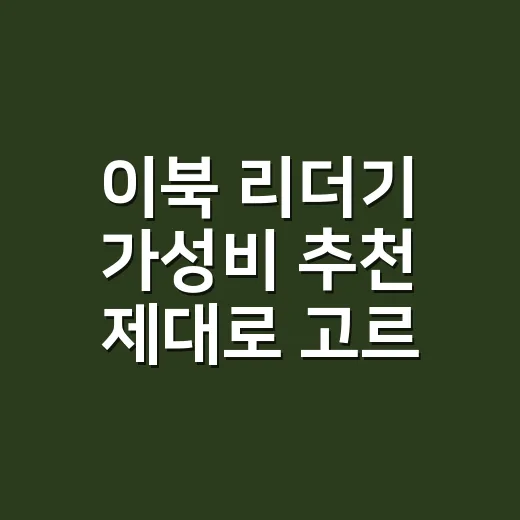 이북 리더기 가성비 추천 제대로 고르는 방법 - 요약