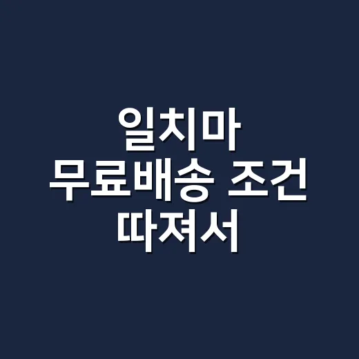 일치마 무료배송 조건 따져서 주문하는 방법 - 요약