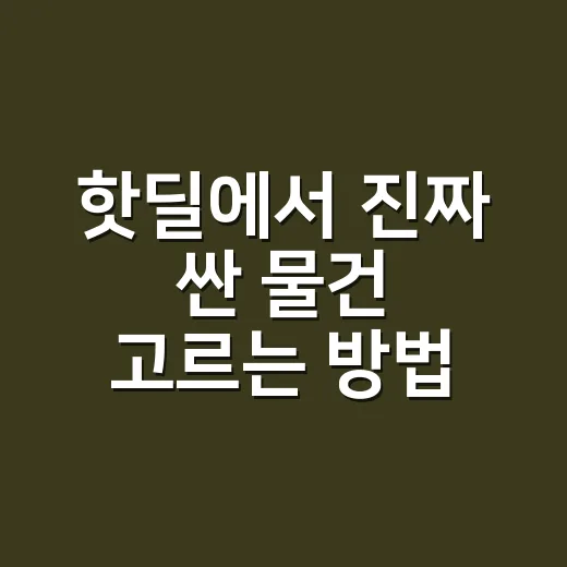 핫딜에서 진짜 싼 물건 고르는 방법 - 요약