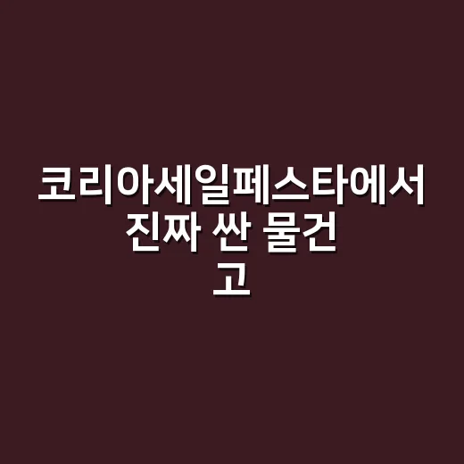 코리아세일페스타에서 진짜 싼 물건 고르는 방법 - 요약
