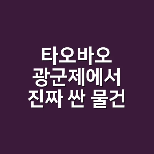 타오바오 광군제에서 진짜 싼 물건 고르는 방법 - 요약