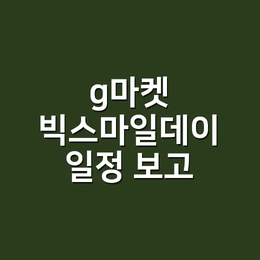 g마켓 빅스마일데이 일정 보고 제대로 사는 방법 - 요약