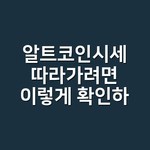 알트코인시세 따라가려면 이렇게 확인하세요: 초보자를 위한 실전 체크법 - 요약