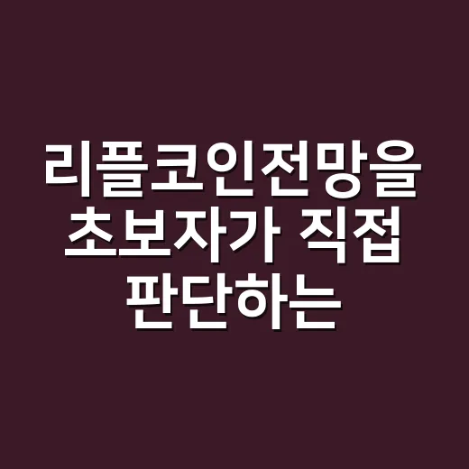 리플코인전망을 초보자가 직접 판단하는 방법 - 요약