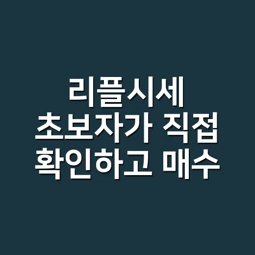 리플시세 초보자가 직접 확인하고 매수 기준 잡는 방법 - 요약