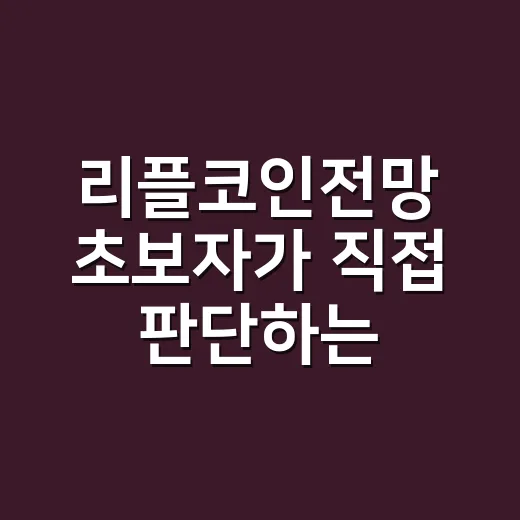 리플코인전망 초보자가 직접 판단하는 방법 - 요약