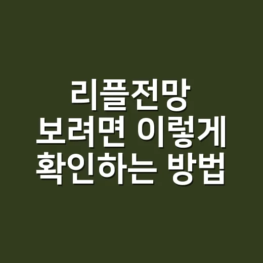 리플전망 보려면 이렇게 확인하는 방법 - 요약