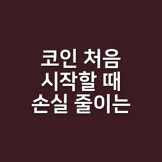 코인 처음 시작할 때 손실 줄이는 방법 - 요약