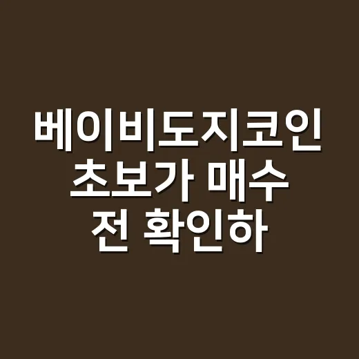 베이비도지코인 초보가 매수 전 확인하는 방법 - 요약