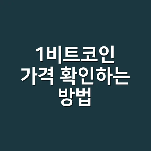 1비트코인 가격 확인하는 방법, 초보자는 이렇게 봐야 덜 흔들립니다 - 요약