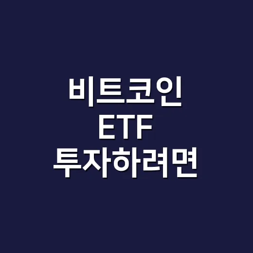 비트코인 ETF 투자하려면 이렇게 확인하고 들어가세요 - 요약