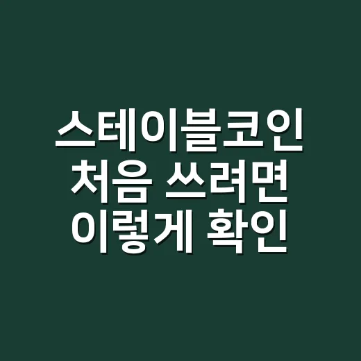 스테이블코인 처음 쓰려면 이렇게 확인하는 방법 - 요약