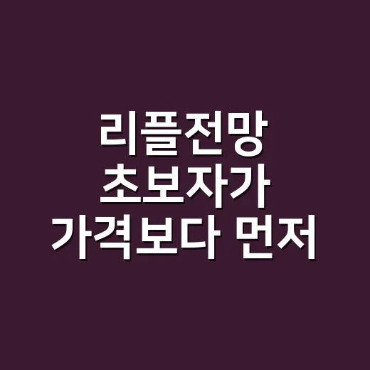 리플전망 초보자가 가격보다 먼저 확인하는 방법 - 요약