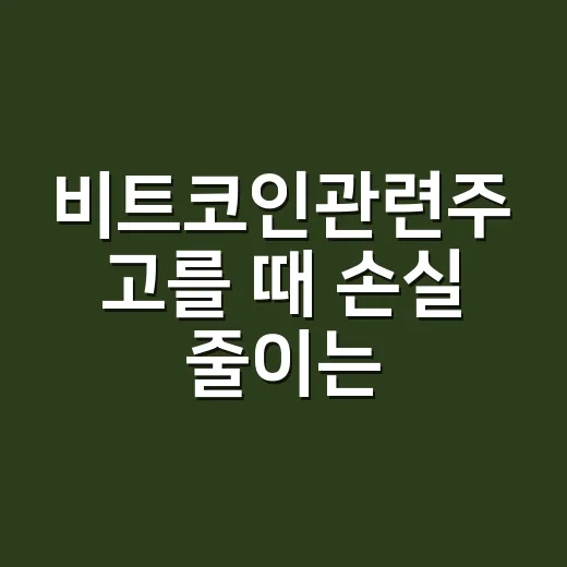 비트코인관련주 고를 때 손실 줄이는 방법 - 요약