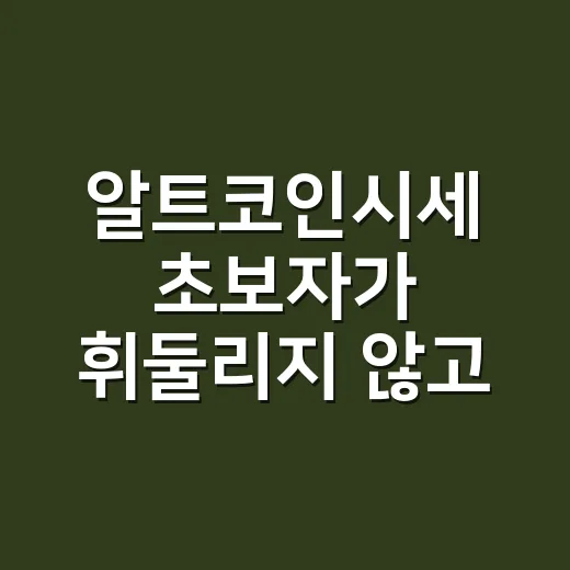 알트코인시세 초보자가 휘둘리지 않고 확인하는 방법 - 요약