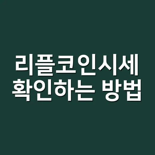 리플코인시세 확인하는 방법: 초보자가 가격보다 먼저 볼 것들 - 요약
