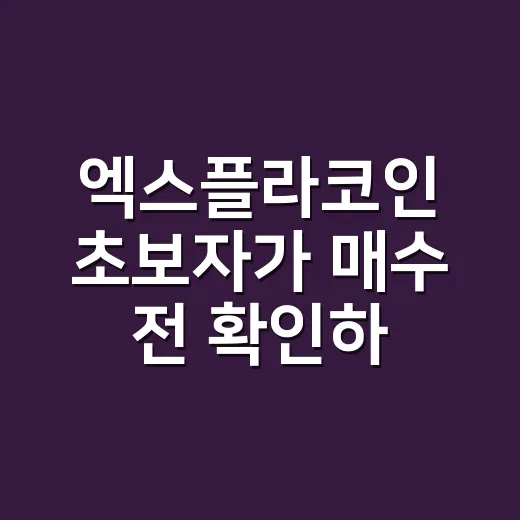 엑스플라코인 초보자가 매수 전 확인하는 방법 - 요약