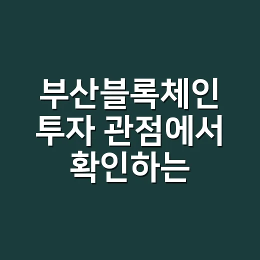 부산블록체인 투자 관점에서 확인하는 방법 - 요약