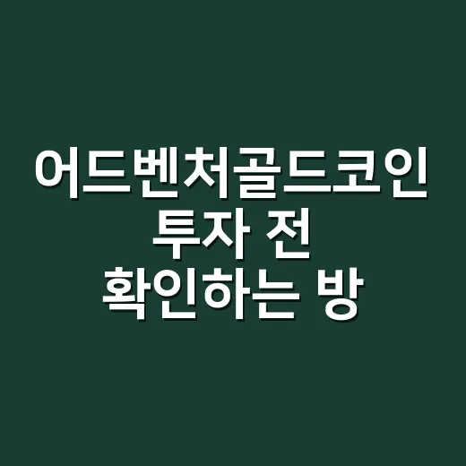 어드벤처골드코인 투자 전 확인하는 방법, 초보가 먼저 볼 것들 - 요약