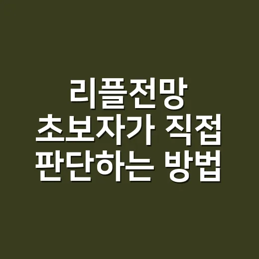 리플전망 초보자가 직접 판단하는 방법 - 요약