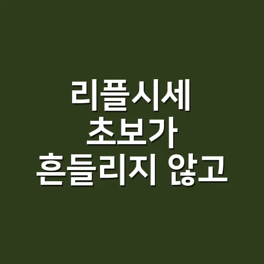 리플시세 초보가 흔들리지 않고 확인하는 방법 - 요약