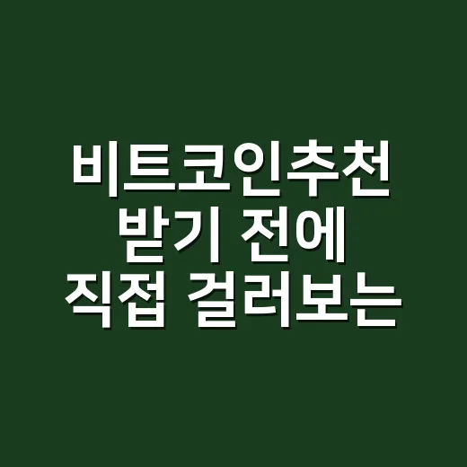 비트코인추천 받기 전에 직접 걸러보는 방법 - 요약